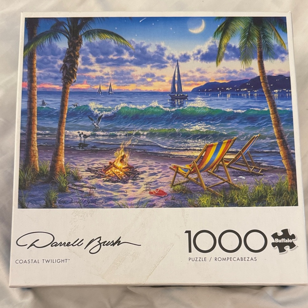 Darrell Bush Coastal Twilight 1000-Piece Puzzle with Blue and Green Shades